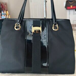 Salvatore Ferragamo Black Vara Nylon Tote Bag